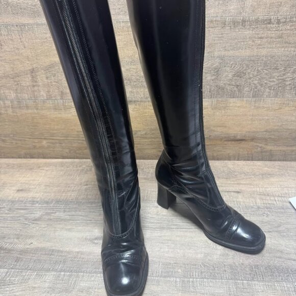 Enzo Angiolini Black Leather Over The Knee Boots Women's Size 8.5 - Picture 7 of 10